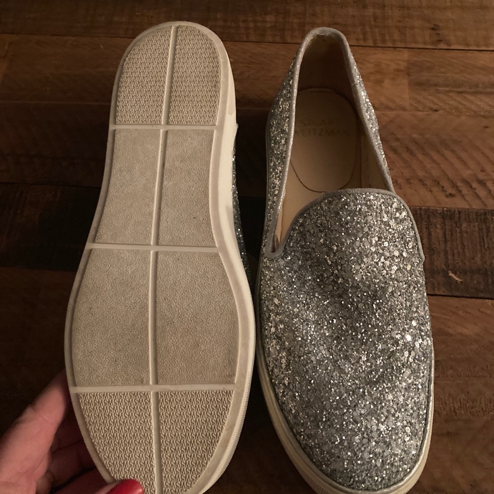 Stuart Weitzman Glitter, Slip on Sneakers, 7.5B.
